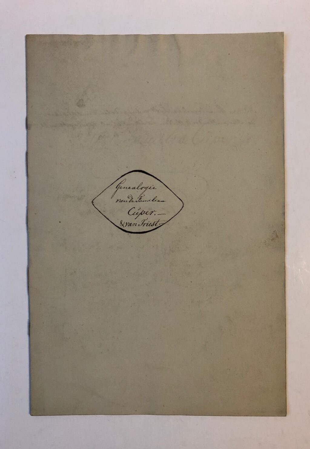 CUPER, VAN TRIEST “Genealogie van de familien Cuper & van Triest”, 10 p., folio, manuscript.