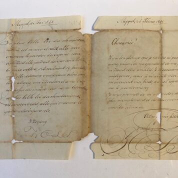 MEPPEL, KONING Vier schrijfproeven, gedateerd Meppel 1840 en getekend J. Koning, 4 p., 4º, manuscript (beschadigingen). Kalligrafie.