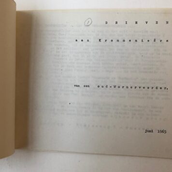KROMMENIE, DEKKER “Brieven aan Krommenieërs van een oud-Wormerveerder”, door Jan Dekker Jzn te Wassenaar, 31 deeltjes + registerdeeltje, [Wassenaar] 1965-1979, 8º oblong, gestencild, totaal 644 pagina’s.