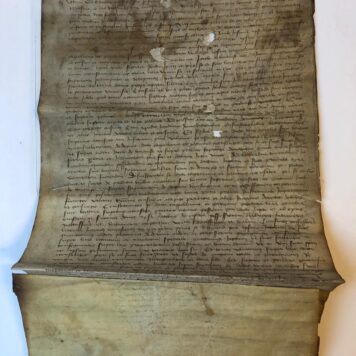 FRANKRIJK Groot blad perkament met Latijnse tekst de datum 21-3-1430 en een merk als ondertekening, 68x30 cm.