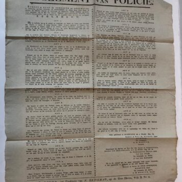 OUDEWATER ‘Reglement van Policie’ voor de gemeente Oudewater, d.d. Oudewater 5-11-1822, Gouda, N. Brinkman z.j., plano.