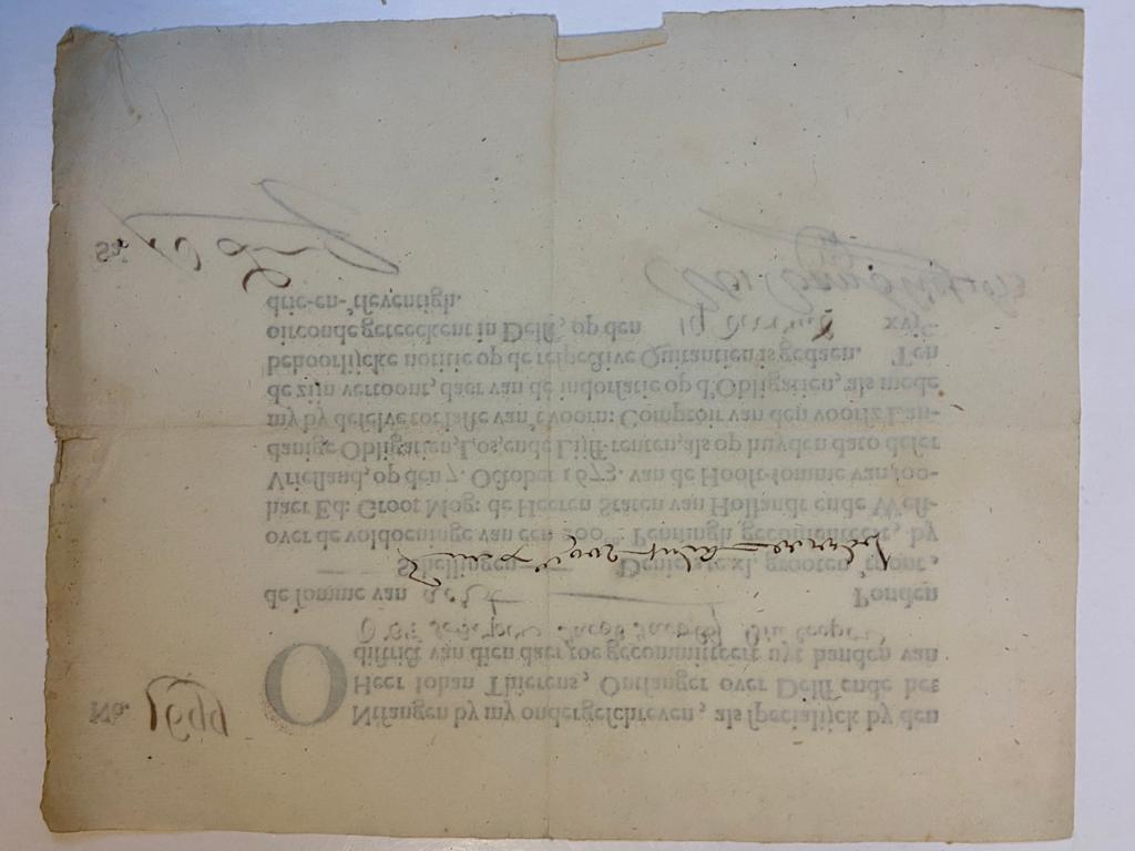 DELFT, HINLOPEN, BELASTINGEN--- Twee kwitanties betr. ontvangen 200e penning van de Delftse schepen Jacob Jacobsz. Hinloopen, 1673, deels gedrukt, 2 pag.