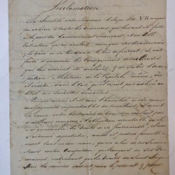 PIUS VII, CASSONI Proclamatie (in het Frans) van paus Pius VII, getekend Quirinal 2-2-1808, door kardinaal Cassoni. 4(, 2 p.