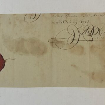 WILDE, DE Handtekening en lakzegel van notaris P. de Wilde. Amsterdam 1782.
