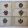 ALBUM AMICORUM, RIPPERBANT, VOETH, E.A Tien bladen uit een vroeg-17de-eeuws album amicorum, los opgezet op karton. Alle bladen zijn voorzien van grote, fraai getekende familiewapens in kleur. Ieder blad 14,5x19cm.