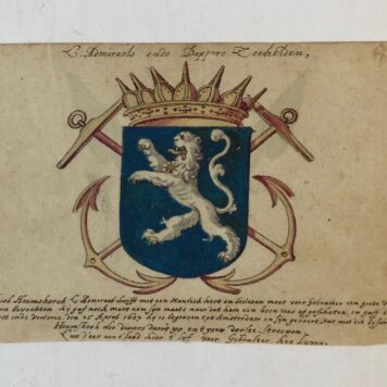 [2 Heraldic drawings]HEEMSKERCK, VAN; VAN NASSAU Twee zeventiende-eeuwse gekleurde wapentekeningen van Jacob van Heemskerkck (overl. 1607) en Willem van Nassau (overl. 1627). 8(, oblong, 2 p.