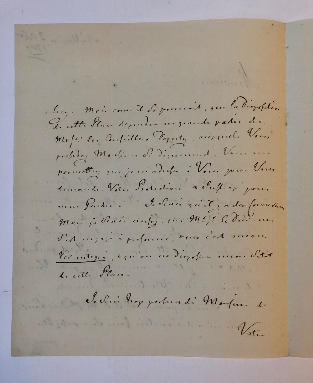 [Manuscript] LAURENZ, NUYSOLE, SAURIN Brief in het Frans van Laurenz, La Haye 2 oktober 1759, over `S. Nuysole, major de la Cour', die gaat sterven, en over zijn plaats aan het hof. De naam van Saurin valt in dit verband. 4o, 3 p.