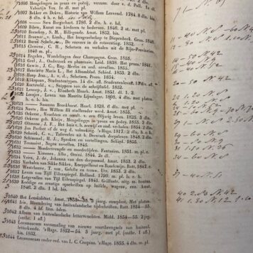 Catalogus eener belangrijke en uitgezochte verzameling Boeken over alle vakken van wetenschap (...) Meerendeels nagelaten door J. Quarles van Ufford en H.G. Quarles van Ufford, Den Haag 1856, 76 pp. With handwritten list of buyers.