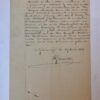 [Manuscript VOS] Verklaring van notaris W.J.M. de Bas dat het aandeel ad f 1000 in het waarborgfonds der Amsterdamsche Vereeniging tot het bouwen van arbeiderswoningen ten name van Hendrik Mart. Vos, overleden 's-Gravenhage 14 februari 1883, is aanbedeeld aan Hendrik Martinus Vos, kunstschilder te Parijs. 1883. 4o, 1 p.
