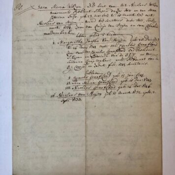 [Manuscript BEAUMONT, VAN; HEGT, VAN HULST] Brief van J.J. van Beaumont aan zijn neef, d.d. Amsterdam 1747, over familiezaken, onder andere de geboorte van het kind van zijn jongste zuster: Huberta van Hulst, geb. 18 maart 1747. Zijn genealogie Hegt is geschilderd. Verder gegevens betreffende de families Witsen, Van Strijen, etc. 4o, 4 p.