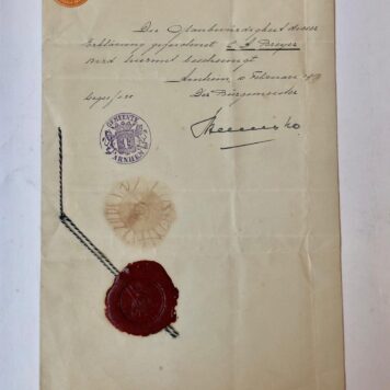 [Manuscript BREIJER] Verklaring van C.A. Breijer te Arnhem betreffende een zending levensmiddelen voor mej. Cath. B. Breijer te Emmerich. 1917. Fol., 2 p.