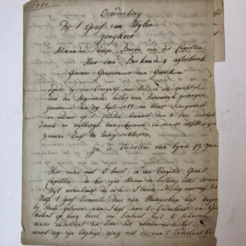 [Manuscript CAPELLEN, VAN DER] Overdenking bij 't graf van wijlen jongheer Alexander Philip baron van der Capellen ... geweeze goeverneur van Gorinchem. 4(: [3] p. [10 december 1787.]