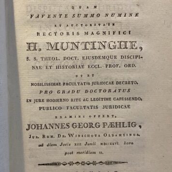 Disputatio iuridica inauguralis continens explicationem aerticuli 6 cod. civ. [...] Groningen J. Groenewolt 1796, 15 pp.