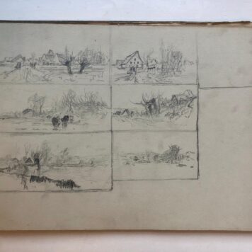 [Sketchbook, HERLIN, SCHETSBOEK] Schetsboek met potloodtekeningen, hoogstwaarschijnlijk van de hand van Auguste Joseph Herlin (1815-1900). Oblong, 1 deel.