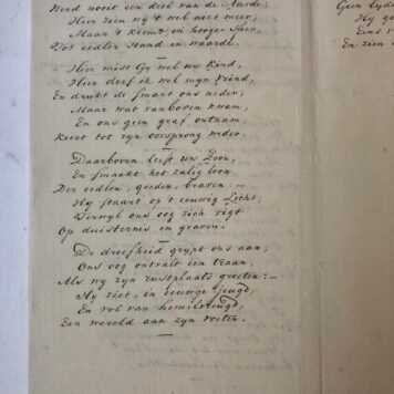 [Manuscript, poem KLINKHAMER, WARNSINCK] Ter nagedachtenis van mijnen vriend Mr. S.C. Klinkhamer, geboren 13 july 1804, gestorven 17 april 1834, zijnen bedroefde ouders toegezongen. 8o, [3] p.