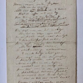 [Manuscript, poem] ONNEN, NIBBRIG, THIEME, UTRECHT Bij gelegenheid der zilveren bruiloft mijner vrienden J.G. Onnen [?] en A.J. Nibbrig, Utrecht, 9 febr. 1825. 8(: [4] p.