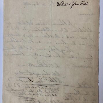 [Manuscript] FROST, VAN MAANEN Brief van Dr. Ridder John Frost, d.d. `La Haye à Societé au Plein', 20 mei 1834, aan de minister van Justitie Van Maanen, 1 p.