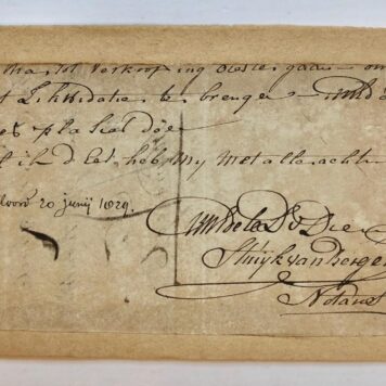 [Autograph notary] STRUIJK VAN BERGEN Handtekening van notaris Struijk van Bergen te Dinteloord. 1825, 1 p.
