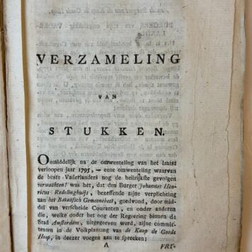 [Batavian Republic/Bataafse Republiek] Verzameling van authentieke en andere stukken betreffende de zaak tusschen Johannes Henricus Redelinghuijs aan de eene en Pieter Paulus en Reindert Leendert Bouwens aan de andere zijde. Amsterdam, P.E. Briet, 1796.
