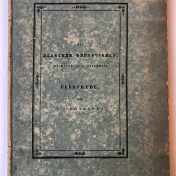 Het Genootschap tot verdediging van de Christelijke godsdienst geschiedkundig geschetst. Feestrede 50 jarig bestaan, 's-Gravenhage, Thierry en Mensing, 1836, 10+184 pag. Geïllustreerd met litho. Op omslag: Het Haagsche genootschap geschiedkundig geschetst.