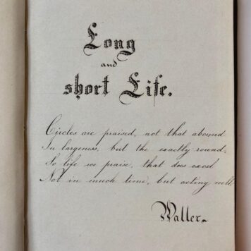 [Album of verses, Poesiealbum WEYLAND, DEN TEX] Vier verzenboeken afkomstig van J.J. Weyland en van Susanne Weyland, 1855-1886, met een groot aantal inschrijvingen van familieleden, vrienden en vriendinnen.