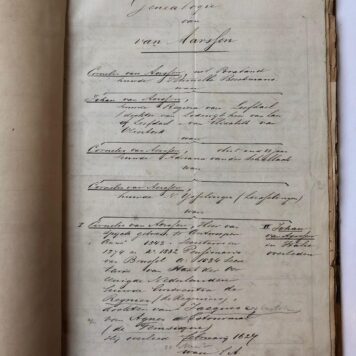 [GENEALOGY, MANUSCRIPT, AARSSEN, VAN; VAN DAM VAN BRAKEL] Genealogie van Van Aarssen. Manuscript, ca. 80 p., geb., folio, ca. 1850.