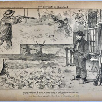 [Original lithograph/lithografie by Johan Braakensiek] Het jachtrecht in Nederland, 15 Mei 1892, 1 pp.
