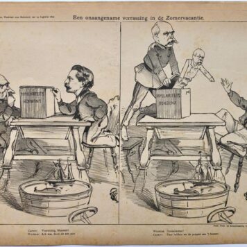 [Original lithograph/lithografie by Johan Braakensiek] Een onaangename verrassing in de Zomervacantie, 14 Augustus 1892, 1 pp.