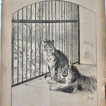 [Original lithograph/lithografie by Johan Braakensiek] Een fatsoenlijk publiek bij het bezoek der Koninginnen in Artis, 1 Mei 1892, 1 pp.