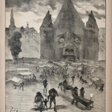 [Original lithograph/lithografie by Johan Braakensiek] De treurende Nieuwmarkt, 3 Juli 1892, 1 pp.