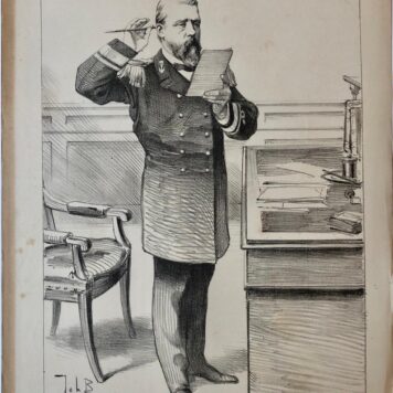 [Original lithograph/lithografie by Johan Braakensiek] De laatste ogenblikken van een veroordeelde, 15 Maart 1891, 1 pp.