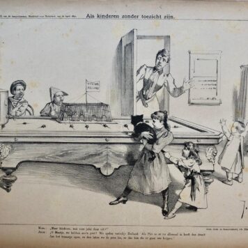 [Original lithograph/lithografie by Johan Braakensiek] Als kinderen zonder toezicht zijn, 12 April 1891, 1 pp.