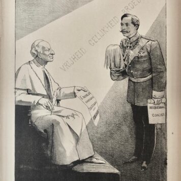 [Original lithograph/lithografie by Johan Braakensiek] Twee stappen naar het ideaal, 7 Juni 1891, 1 pp.