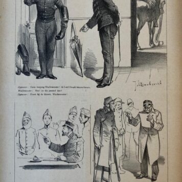 [Original lithograph/lithografie by Johan Braakensiek] "Militaria." 26 Januari 1890, 1 pp.