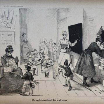 [Original lithograph/lithografie by Johan Braakensiek] De cadettenschool der toekomst, 6 Juli 1890, 1 pp.