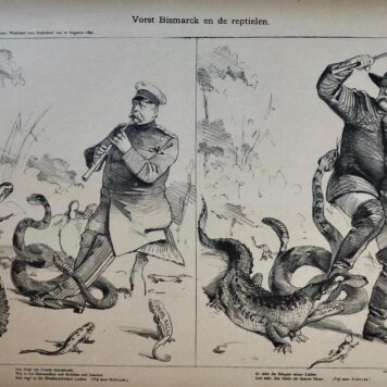 [Original lithograph/lithografie by Johan Braakensiek] Vorst Bismarck en de reptielen, 10 Augustus 1890, 1 pp.