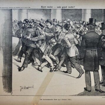 [Original lithograph/lithografie by Johan Braakensiek] Kort recht - ook goed recht? 12 October 1890, 1 pp.
