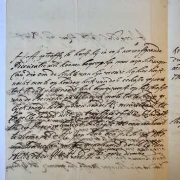 [MANUSCRIPT, LETTER, SCHWENDLER, CAU, DE VOS] Brief van Cornelis Schwendler, d.d. Sluis 1737, aan `Hoogedelgestr. Heer en Neeff', 3 p.