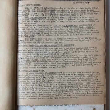 [W.O. II TE LISSE, SASSENHEIM, NOORDWIJKERHOUT, HAARLEMMERMEER] De Oranje Koerier, ondergronds dagblad voor Lisse, Sassenheim, Voorhout, Noordwijkerhout en Haarlemmermeer, 24 oktober 1944 - 5 mei 1945.