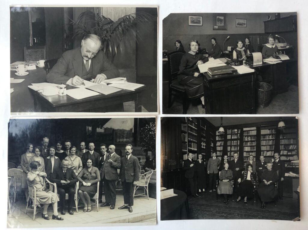 [Photography, Socialism, Amsterdam, I.V.V., Sassenbach] Zes foto's (ieder 18x24 cm.) van het I.V.V. (Internationaal Verbond van Vakverenigingen), Vondelstraat 61, Amsterdam, 1923-1926.