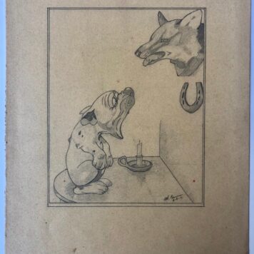 [Drawing, dogs, Beerman] Tekening met potlood (dieren), gesigneerd `W. Beerman, 6 juni '29', 22x18 cm.