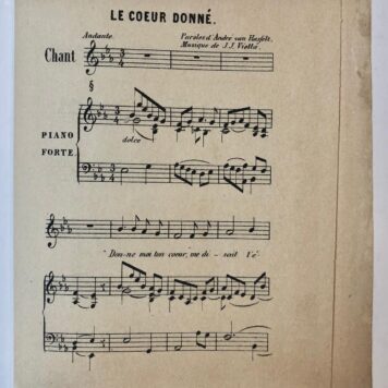 [Sheet music 1850, Hasselt, van; Viotta] Gedrukt muziekschrift `Le Coeur donné', tekst André van Hasselt, muziek J.J. Viotta. 8(: 4 p., ca. 1850.