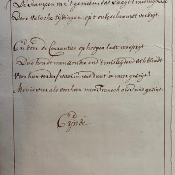 [Manuscript Kloosterkerk ca. 1747] Op Zondag den 27e Februarij 1747, is in de Klooster Kerk in het arm sakje het ondergesch: veersje gevonden, Den Haag, 1 pp