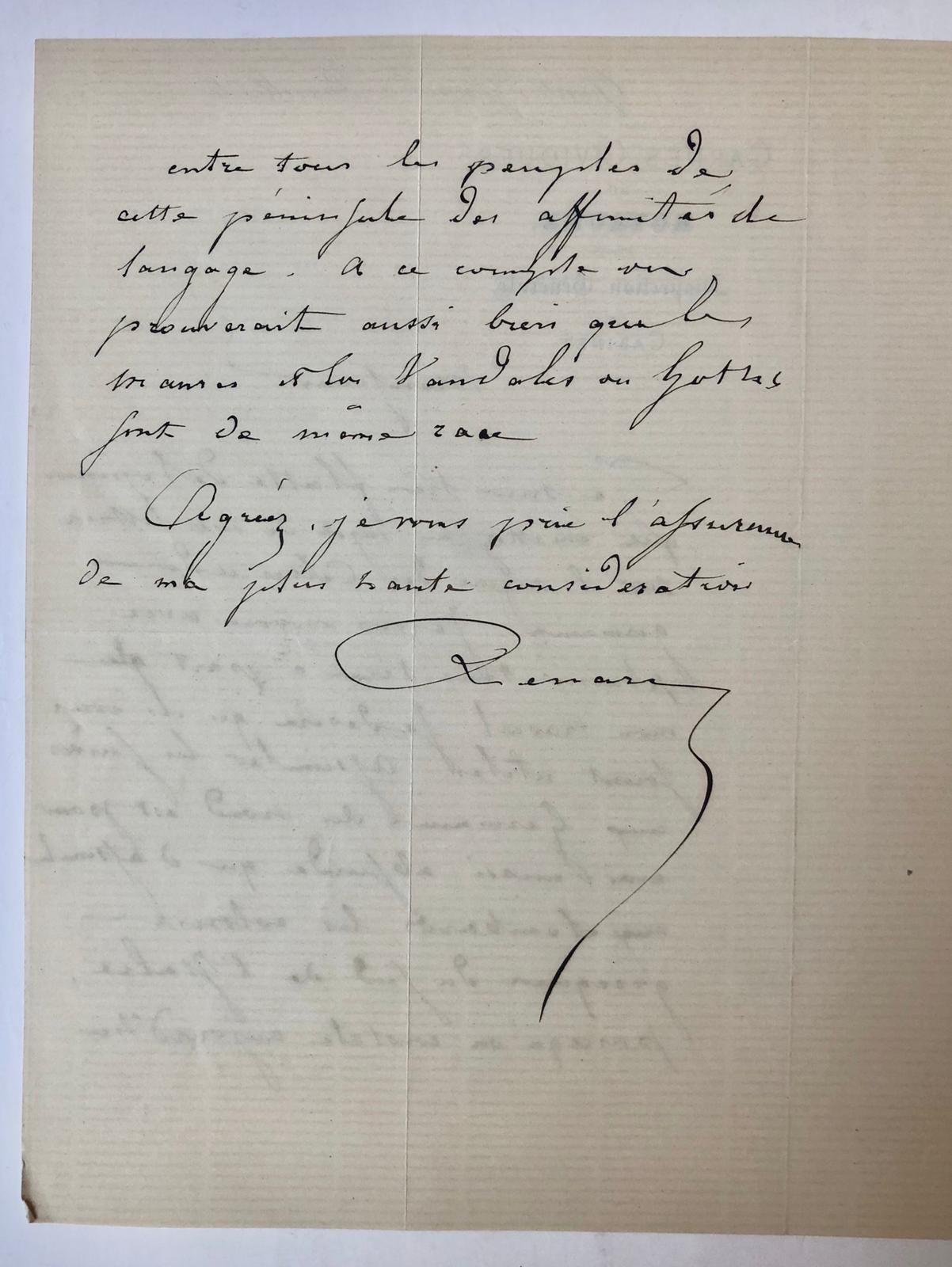  - [Manuscript, Renard] Brief van generaal Renard, adjudant van de Belgische koning. Z.p., 2 p.