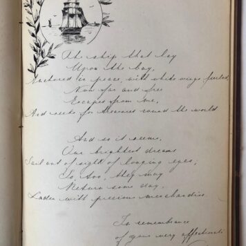 [Album of verses, Poesiealbum, Sander, van der, Fuhri] Poesiealbum van A. van der Sanden, Rotterdam 1873-1878, Haarlem 1878-1879 en Groningen 1893-1909, 1 deel.