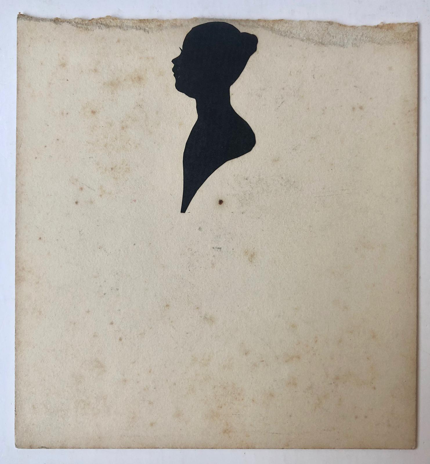  - [Knipkunst, Silhouette portrait] Geknipt silhouetportret van mej. Aimee van Schaak, 19de-eeuws.