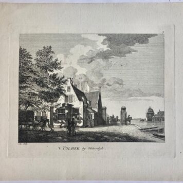 Original copperengraving/Antique print/prent/Originele kopergravure: 't TOLHEK bij Sloterdyk (Sloterdijk). 18e eeuws.