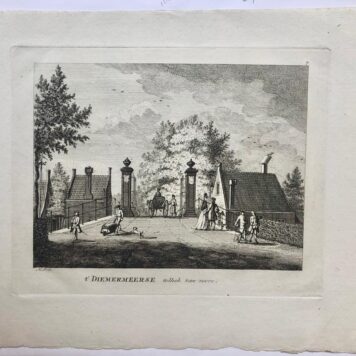 Original etching/Antique print/prent/Originele ets: 't DIEMERMEERSE tolhek van voore. 18e eeuws.