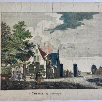 Original handcoloured copperengraving/Antique print/prent/Originele handgekleurde kopergravure: 't TOLHEK bij Sloterdyk (Sloterdijk). 18e eeuws.