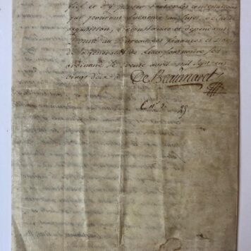 [MANUSCRIPT ON PARCHMENT, FRENCH, LILLE, BEAUMAVET, DU COUDRAY] Stuk in het Frans, betreffende financiële regelingen, Lille, 1722, getekend De Beaumavet, manuscript op perkament, 4 p.